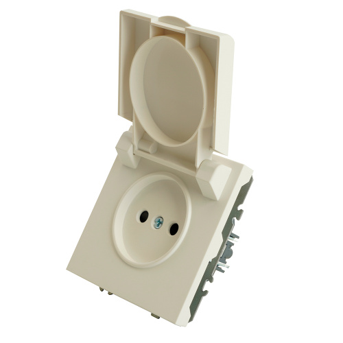 Розетка 1-местная с крышкой с защ. штор, STEKKER, б/з, IP42, 250В, 16А, серия Эмили, RST16-5113-01, белый фарфор, soft touch фото 2