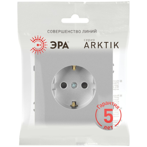 Розетка ЭРА Arktik 16-2101-03 с заземлением 2P+E Schuko 16А-250В алюминий Б0070416 фото 3