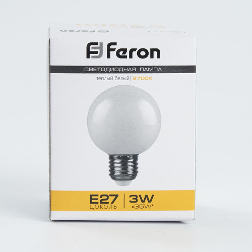 Лампа светодиодная Feron LB-371 Шар E27 3W 230V 2700K матовый фото 7