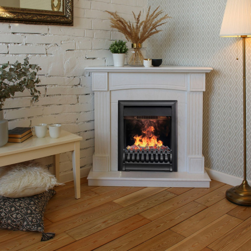 Электрокамин RealFlame Andrea Corner WT фактурный белый с очагом 3D Oregan фото 7