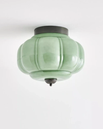 Чёрный светильник "Элаиза" с зелёным плафоном