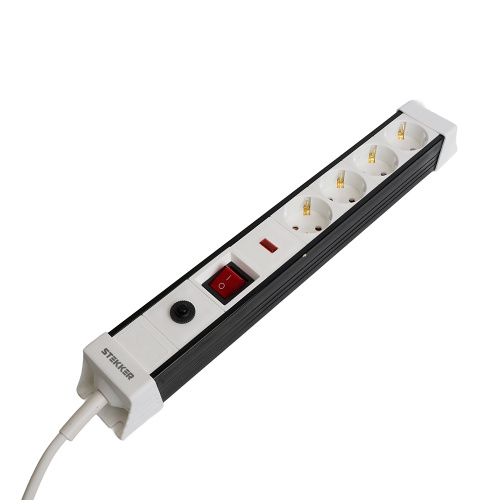 Сетевой фильтр 4-местный с/з STEKKER 3x1мм2, 3 м, 250В, 16А, серия Techno, HM22-41-03, белый фото 3