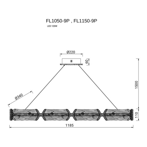 Люстра подвесная Epico Silver FL1150-9P фото 2 Люстра подвесная Epico Silver FL1150-9P фото 2