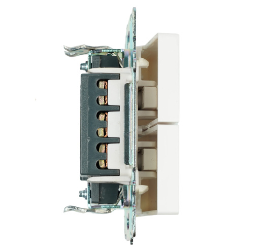 Переключатель 2-клавишный (механизм), STEKKER GLS10-7107-01 , 250V, 10А, серия Катрин, белый фото 5