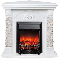 Электрокамин RealFlame Athena Corner GR белый с очагом Fobos Lux Black