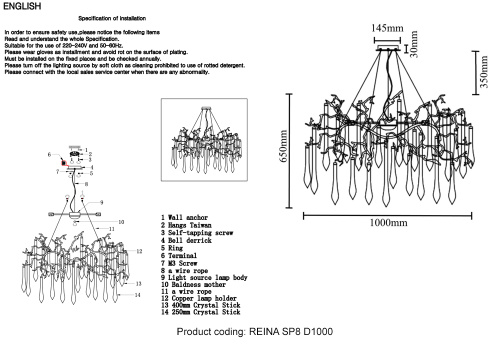 Люстра Crystal Lux REINA SP8 D1000 GOLD PEARL фото 2