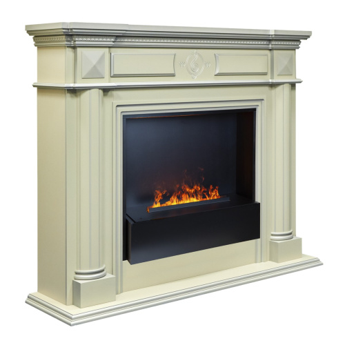 Каминокомплект WAGNER/ВАГНЕР Айс кашемир с серебряной патиной с очагом Электроочаг CASSETTE/КАССЕТА 630 С ДРОВАМИ фото 2