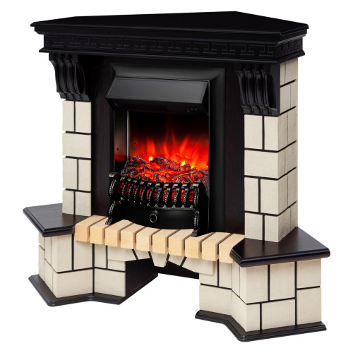 Электрокамин RealFlame Stone Corner STD AO античный дуб с очагом Fobos Lux Black фото 2