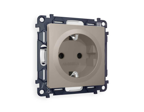 Комплект механизма электрической розетки AMBRELLA VOLT ALFA Серо-бежевый матовый с/з на винтовых зажимах QUANT (AP3660, VM141) MA366010