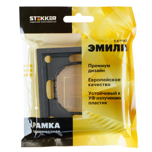 Рамка STEKKER, PFR00-5001-09 1-местная, серия Эмили, антрацит, soft touch фото 6