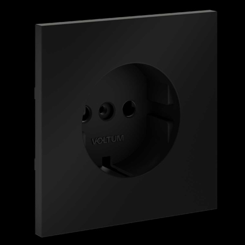 Накладка для розетки с заземлением S70 (черный матовый) Voltum VLS000608
