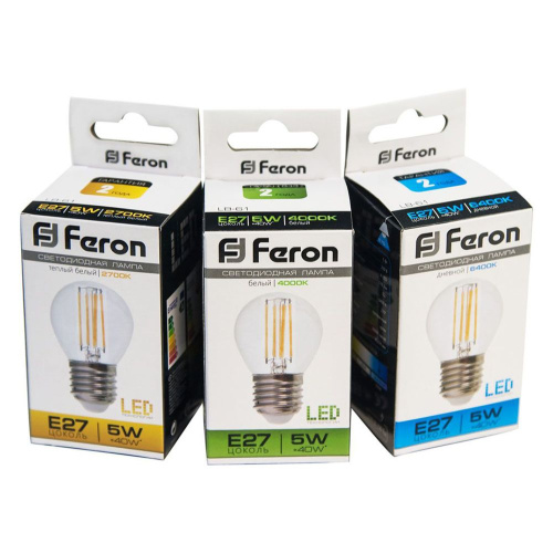 Лампа светодиодная Feron LB-61 Шарик E27 5W 230V 4000K фото 3