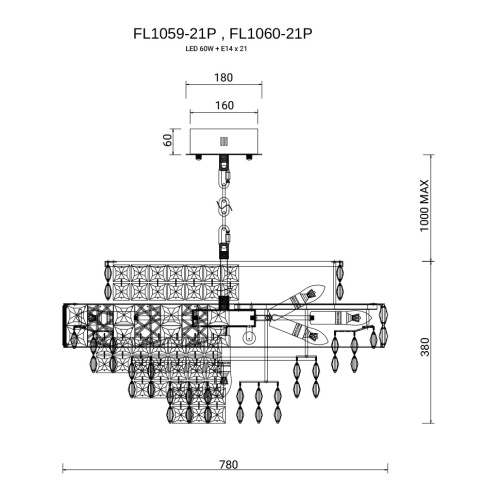 Люстра подвесная Majeste Gold FL1060-21P фото 2 Люстра подвесная Majeste Gold FL1060-21P фото 2