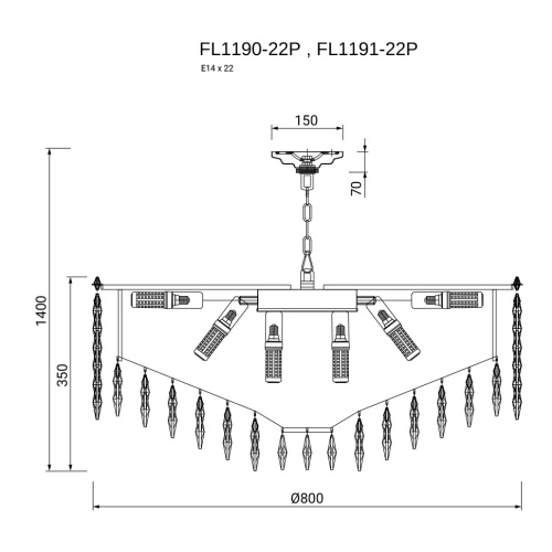 Люстра подвесная Sovrana Chrome FL1191-22P фото 2
