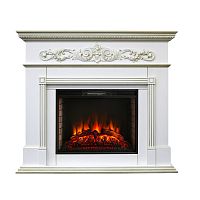 Каминокомплект BEETHOVEN/БЕТХОВЕН Белый дуб с золотой патиной с очагом Электроочаг EPSILON 26