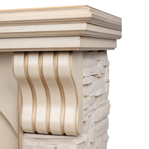 Электрокамин RealFlame Athena WT белый дуб с золотой патиной с очагом Majestic Lux Brass фото 5