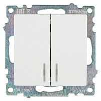 Выключатель 2-клавишный c индикатором (механизм), STEKKER GLS10-7102-01, 250В, 10А, серия Катрин, белый