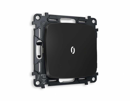 Комплект механизма 1-кл выключателя AMBRELLA VOLT с подсветкой 5600K OMEGA Черный матовый QUANT (OP8020, VM101, G14W) MO802015