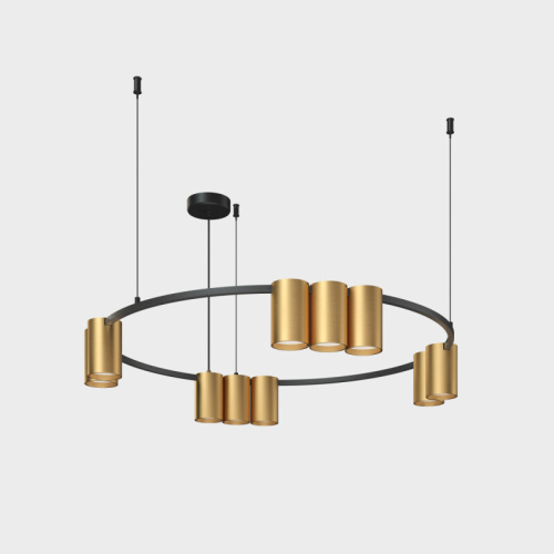 DK4065-BK+SG Подвесной светильник ORBIT , IP20, 10xGU10 LED до 15 Вт, черный + сатинированное золото, алюминий фото 4