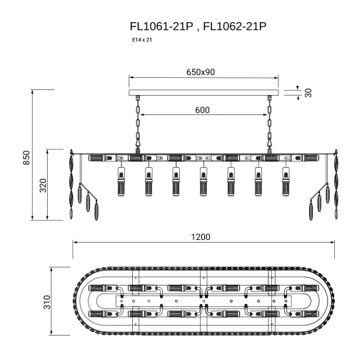 Люстра подвесная The Empress Chrome FL1062-21P фото 7