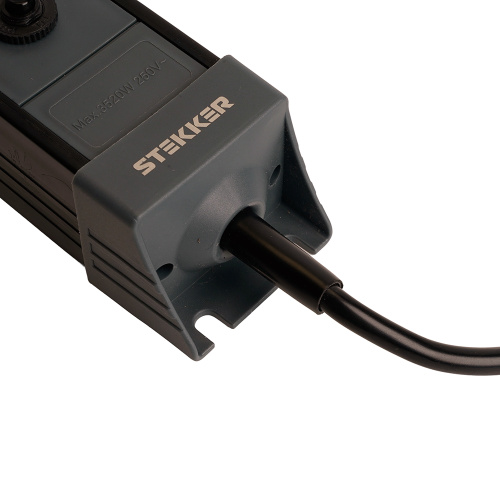 Сетевой фильтр 3-местный с/з STEKKER 3x1мм2, 1,8 м, 250В, 16А, серия Techno, HM22-31-02, черный фото 7
