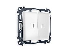 Комплект механизма 2-кл выключателя AMBRELLA VOLT с подсветкой 5600K ALFA Белый матовый QUANT (AP1240, VM115, G14W) MA124015