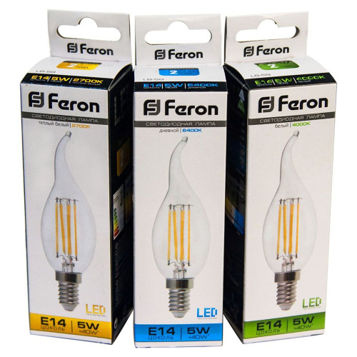 Лампа светодиодная Feron LB-59 Свеча на ветру E14 5W 230V 4000K фото 3
