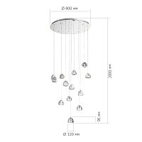 SL6017.101.13 Светильник подвесной ST-Luce Хром/Прозрачный с пузырьками воздуха LED 13*3W 3000K WATERFALL