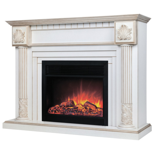 Каминокомплект IMPERIA/ПРЕСТИЖ Белый дуб с золотой патиной с очагом Электроочаг MOONBLAZE LUX/МУНБЛЕЙЗ фото 2