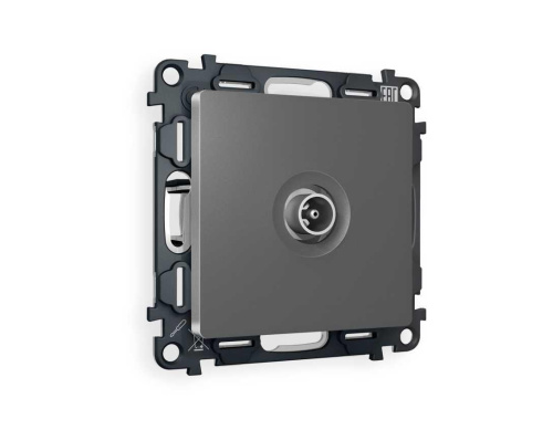 Комплект механизма TV розетки проходной AMBRELLA VOLT ALFA Антрацит серый 5-1000 MHz 4dB QUANT (AP6630, VM211) MA663030