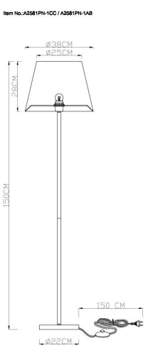 Торшер Arte Lamp Elba A2581PN-1AB фото 3