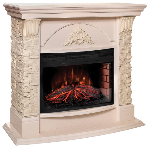 Каминокомплект ATHENA/АТЛАНТА Айвори с очагом Электроочаг FIREFIELD 25 фото 2