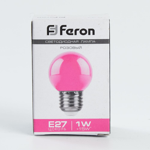 Лампа светодиодная Feron LB-37 Шарик матовый E27 1W 230V Розовый фото 3