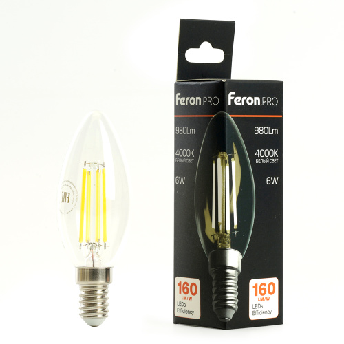 Лампа светодиодная Feron.PRO LB-1206 Свеча E14 980LM 6W 175-265V 4000K фото 2