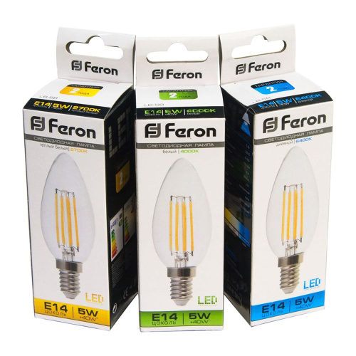 Лампа светодиодная Feron LB-58 Свеча E14 5W 230V 4000K фото 2