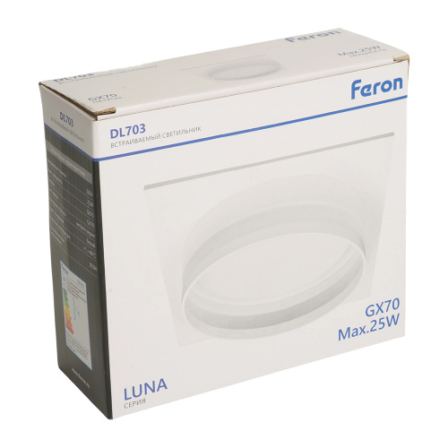 Светильник встраиваемый Feron DL703 LUNA потолочный GX70 белый квадрат фото 9