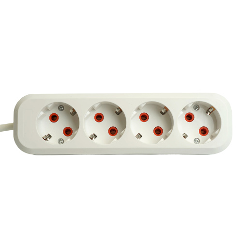 Удлинитель  четырехместный c/з STEKKER HM06-40-05 3x1мм2, 5м, серия Home (У10-429), белый фото 7