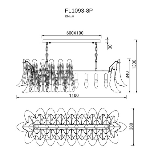 Люстра подвесная Bravoure FL1093-8P фото 2