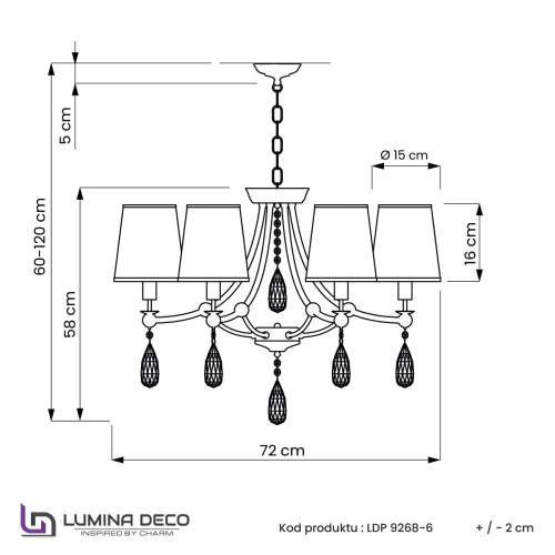 Хрустальная подвесная люстра Lumina Deco Dominni LDP 9268-6 GD фото 3