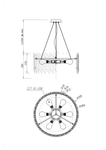 Подвесной светильник Maytoni MOD136PL-06BS фото 11