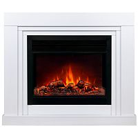 Каминокомплект STANLEY/НЕО Белый матовый с очагом Электроочаг MOONBLAZE LUX/МУНБЛЕЙЗ