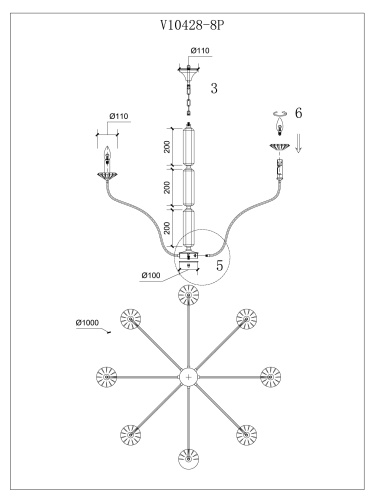 Люстра подвесная Moderli V10428-8P Catania фото 2