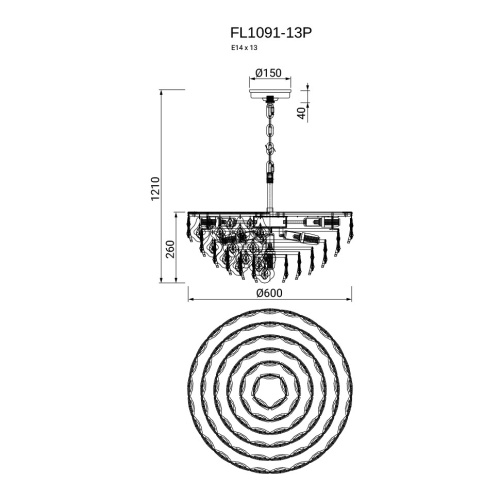 Люстра подвесная Dignita FL1091-13P фото 2 Люстра подвесная Dignita FL1091-13P фото 2