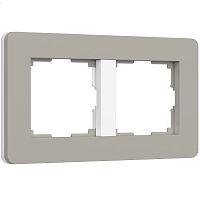 Рамка из поликарбоната на 2 поста Split дымчатый/белый, soft-touch W0023067