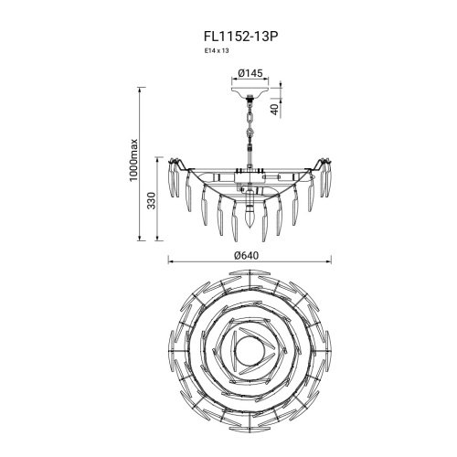 Люстра подвесная Infinita FL1152-13P фото 2 Люстра подвесная Infinita FL1152-13P фото 2