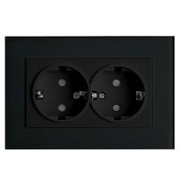 Розетка 2-местная c/з STEKKER, PST16-9014-03, с защитной шторкой, 250В, 16А, серия Эрна, черный