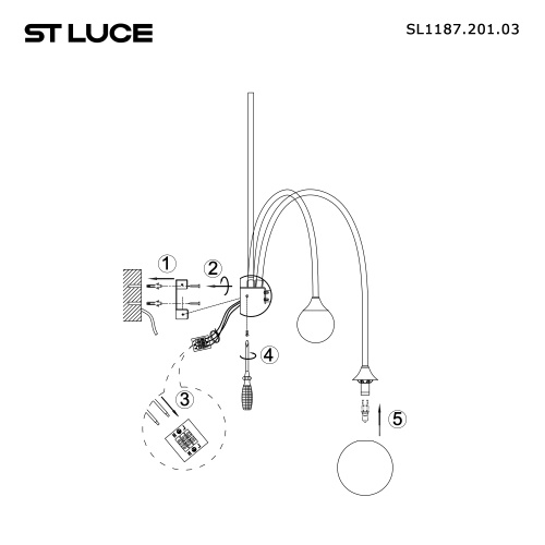 SL1187.201.03 Бра ST-Luce Золотистый/Белый G9 3*5W 4000K VIVE фото 6