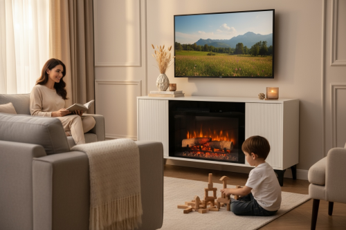 Каминокомплект НАОМИ Белый с очагом Электроочаг MIRAGE/МИРАЖ 25 фото 6