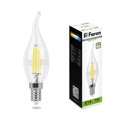 Лампа светодиодная диммируемая Feron LB-167 Свеча на ветру E14 7W 230V 4000K фото 2