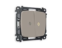 Комплект механизма 2-кл выключателя AMBRELLA VOLT с подсветкой 3200K OMEGA Серо-бежевый матовый QUANT (OP3640, VM115, G11Y) MO364010